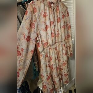 Floral Long Sleeve Dress, Size LARGE